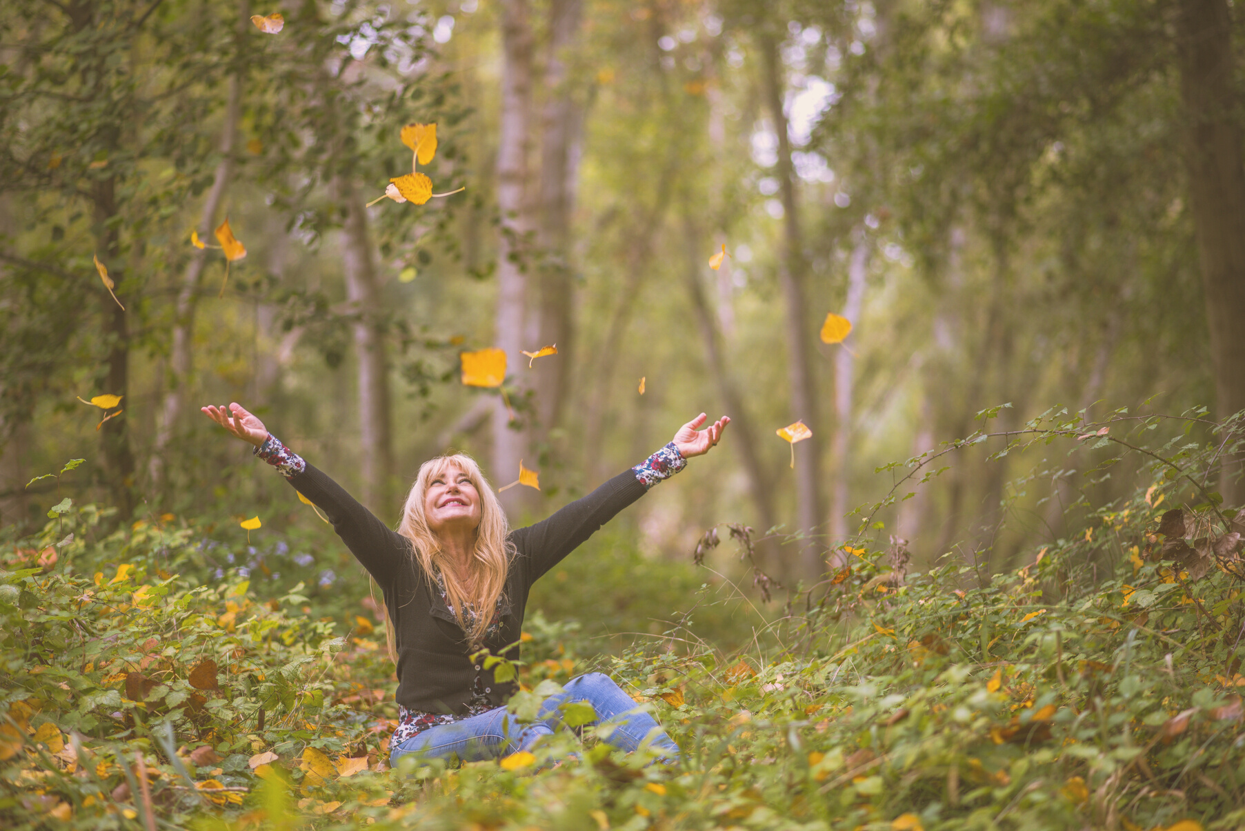 Happy Woman  in the Forest